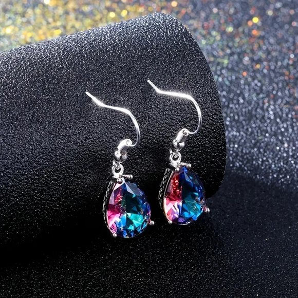 NWT Fashion Dangle Luxury Sparkling Water Drops Colorful Earrings - Picture 2 of 7